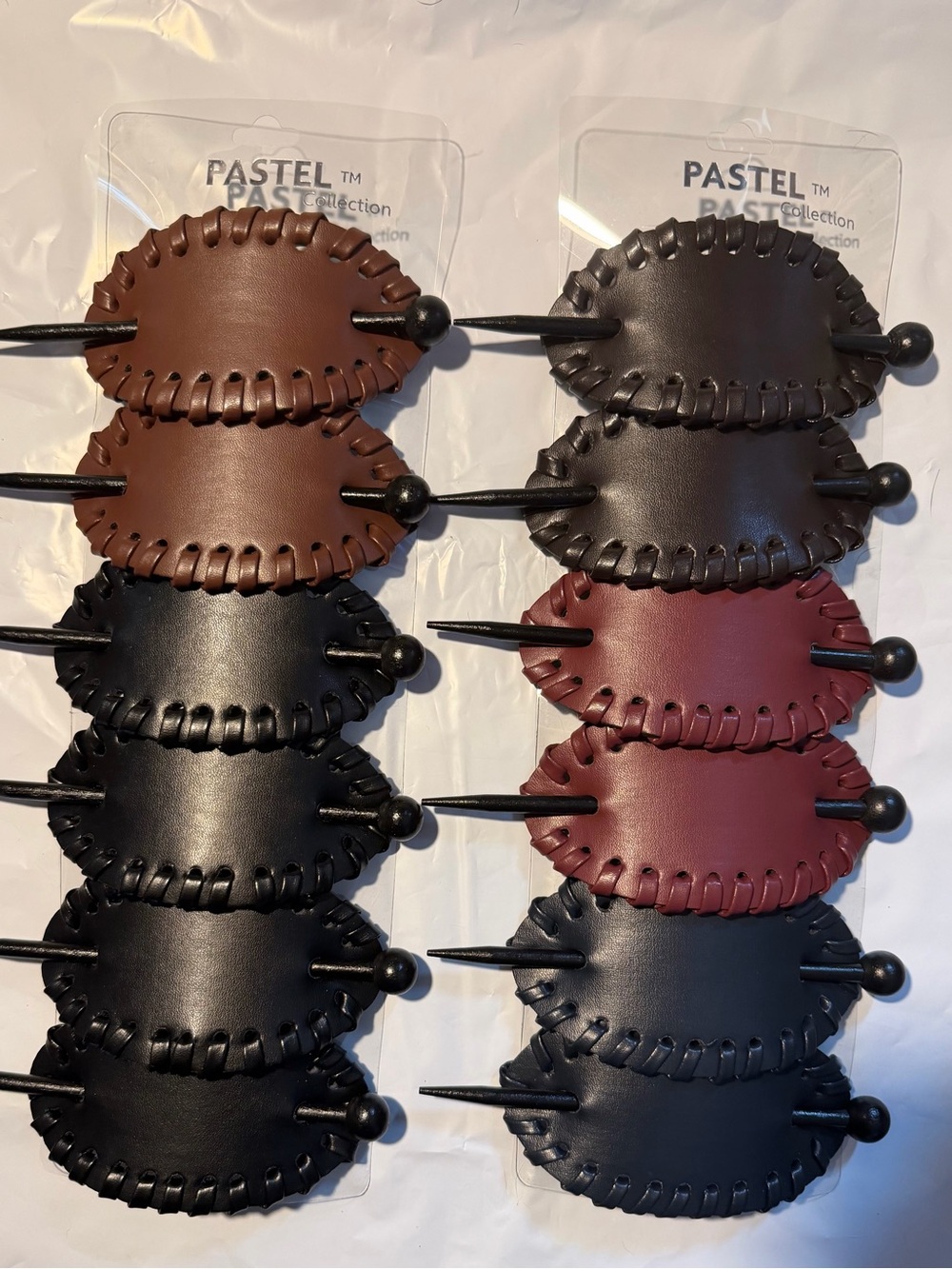 Whipstitch Vegan Leather Hair Barrette French Pin Clip – Choice of Color NWT